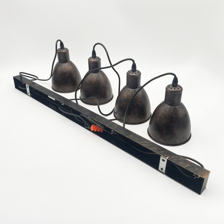 Brilagi - Lustre LED suspenso por cabo RIDDY 4xE27/60W/230V cobre/pátina