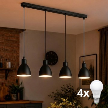 Brilagi - Lustre LED suspenso por cabo RIDDY 4xE27/60W/230V preto