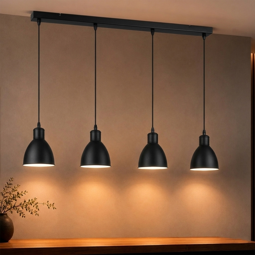 Brilagi - Lustre LED suspenso por cabo RIDDY 4xE27/60W/230V preto