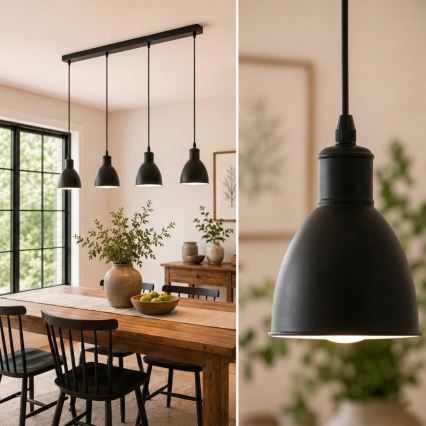 Brilagi - Lustre LED suspenso por cabo RIDDY 4xE27/60W/230V preto