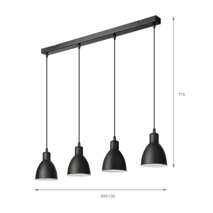 Brilagi - Lustre LED suspenso por cabo RIDDY 4xE27/60W/230V preto