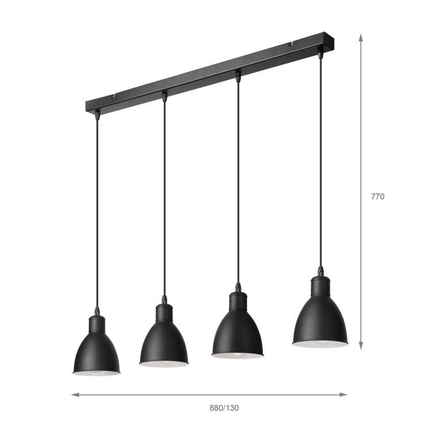 Brilagi - Lustre LED suspenso por cabo RIDDY 4xE27/60W/230V preto
