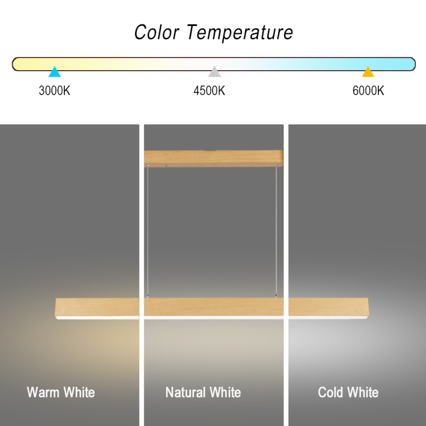 Brilagi - Lustre LED suspenso por cabo SLEEKLINE LED/40W/230V 3000/4500/6000K acabamento em carvalho