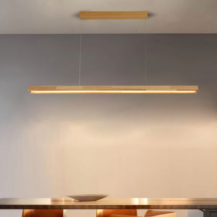 Brilagi - Lustre LED suspenso por cabo UMEA WOOD, LED, 30 W, 230 V, 120 cm, madeira de seringueira