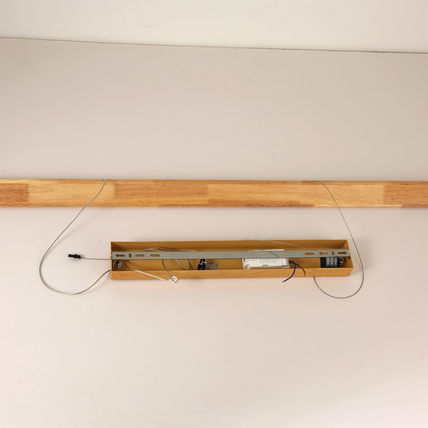 Brilagi - Lustre LED suspenso por cabo UMEA WOOD, LED, 30 W, 230 V, 120 cm, madeira de seringueira