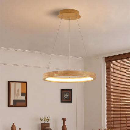 Brilagi - Lustre LED suspenso por cabo UMEA WOOD LED/30W/230V, diâmetro 40 cm, acabamento em madeira