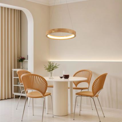 Brilagi - Lustre LED suspenso por cabo UMEA WOOD LED/30W/230V Ø 40 cm madeira de seringueira