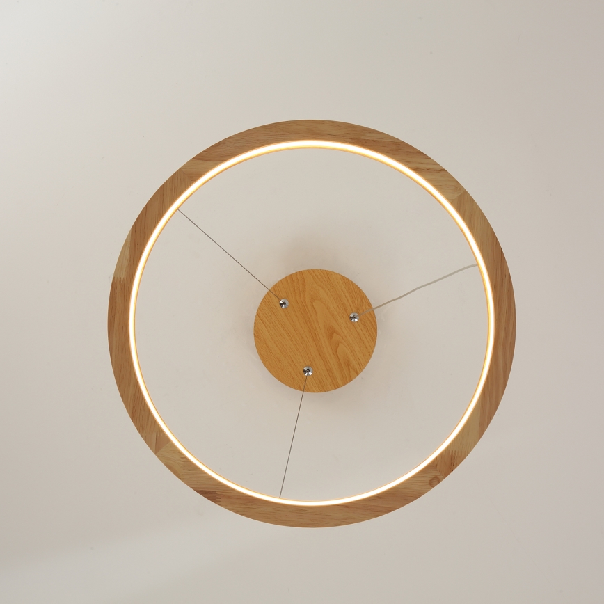 Brilagi - Lustre LED suspenso por cabo UMEA WOOD LED/30W/230V Ø 40 cm madeira de seringueira