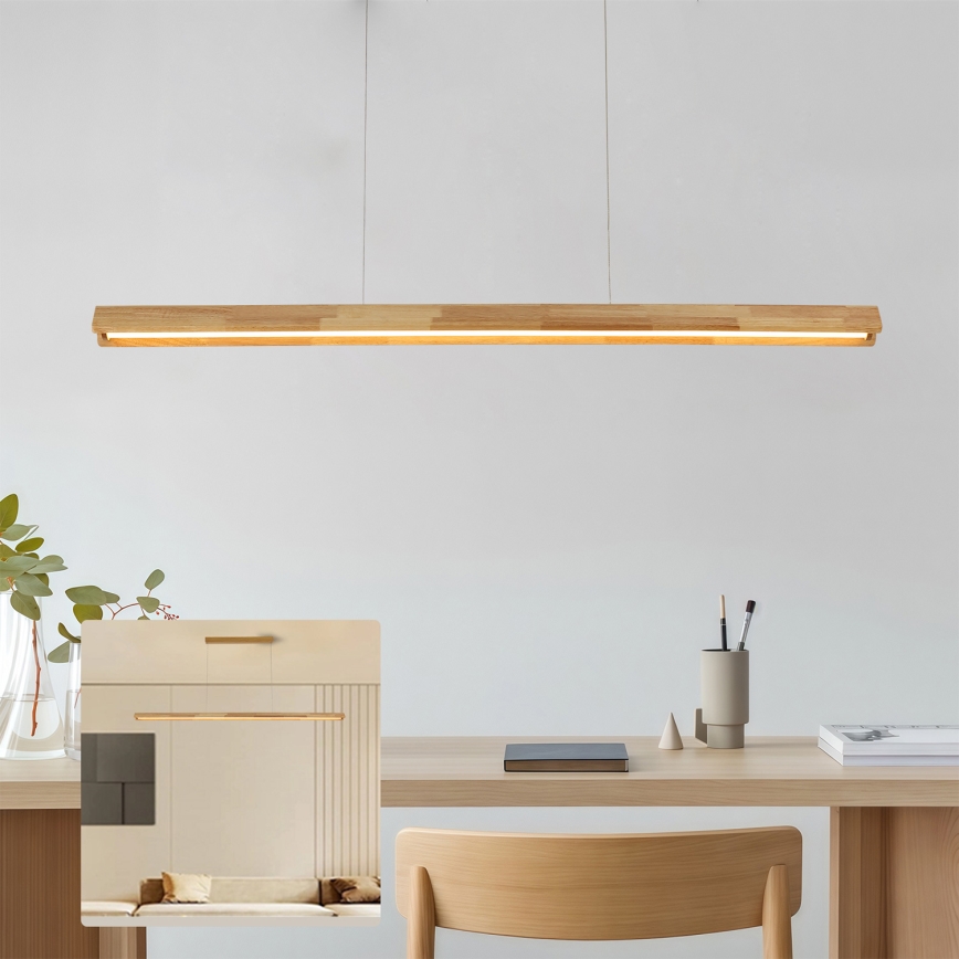 Brilagi - Lustre LED suspenso por cabo UMEA WOOD LED/40W/230V 150 cm em madeira