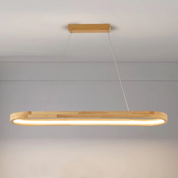 Brilagi - Lustre LED suspenso por cabo UMEA WOOD LED/40W/230V 90x22 cm madeira de seringueira