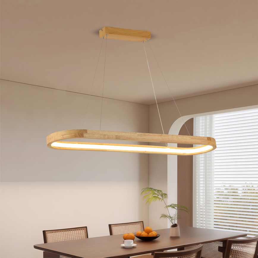 Brilagi - Lustre LED suspenso por cabo UMEA WOOD LED/40W/230V 90x22 cm madeira de seringueira