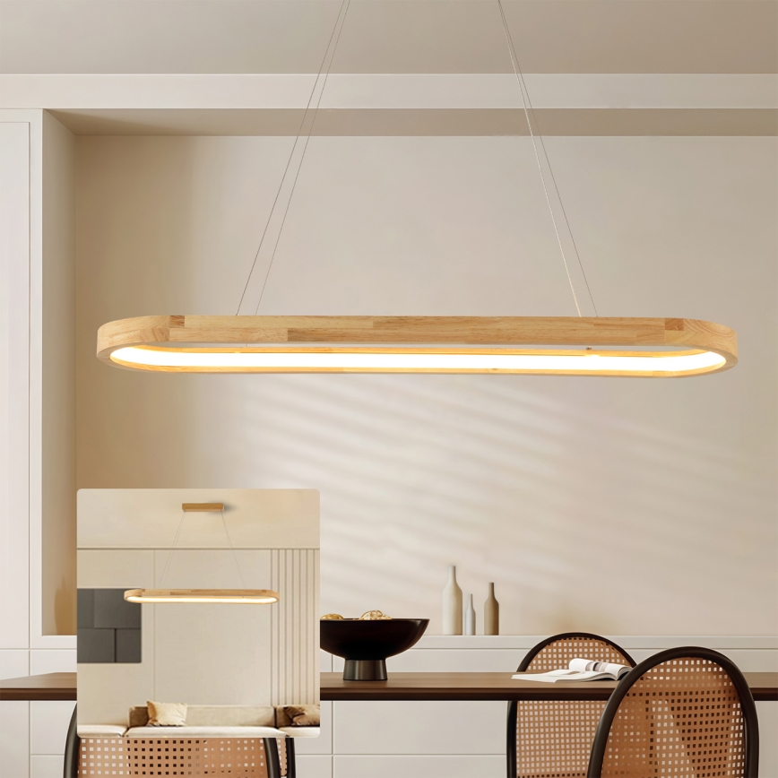 Brilagi - Lustre LED suspenso por cabo UMEA WOOD LED/40W/230V 90x22 cm madeira