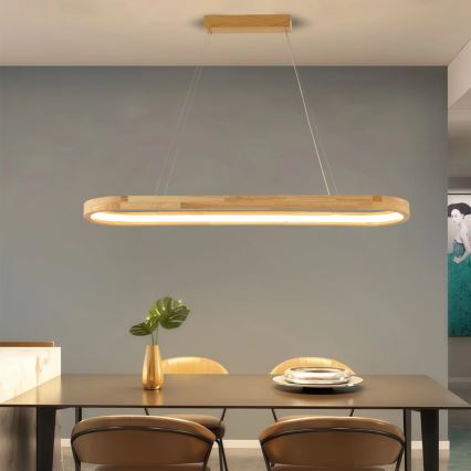 Brilagi - Lustre LED suspenso por cabo UMEA WOOD LED/40W/230V 90x22 cm madeira