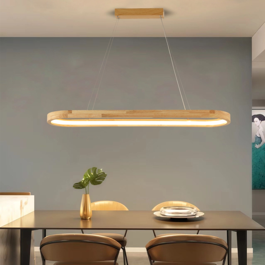 Brilagi - Lustre LED suspenso por cabo UMEA WOOD LED/40W/230V 90x22 cm madeira