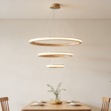 Brilagi - Lustre LED suspenso por cabo UMEA WOOD LED/45W/230V Ø 60 cm madeira