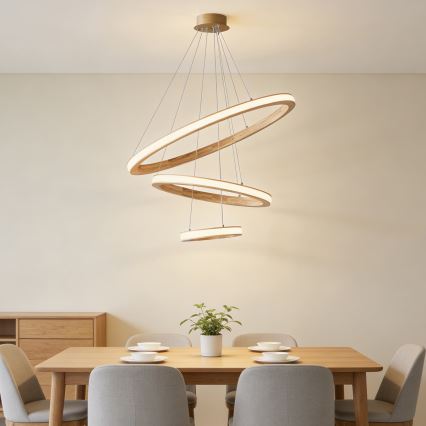 Brilagi - Lustre LED suspenso por cabo UMEA WOOD LED/45W/230V Ø 60 cm madeira