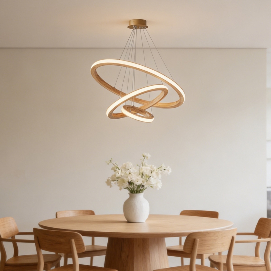 Brilagi - Lustre LED suspenso por cabo UMEA WOOD LED/45W/230V Ø 60 cm madeira