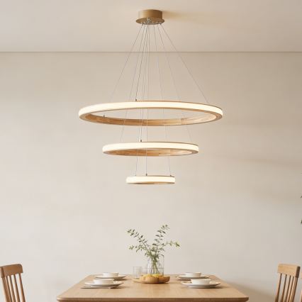 Brilagi - Lustre LED suspenso por cabo UMEA WOOD LED/45W/230V Ø 60 cm madeira