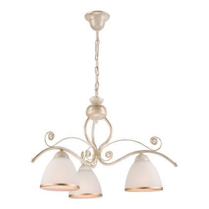 Brilagi - Lustre LED suspenso por corrente ANTICO 3xE27/60W/230V 3000K pátina branca