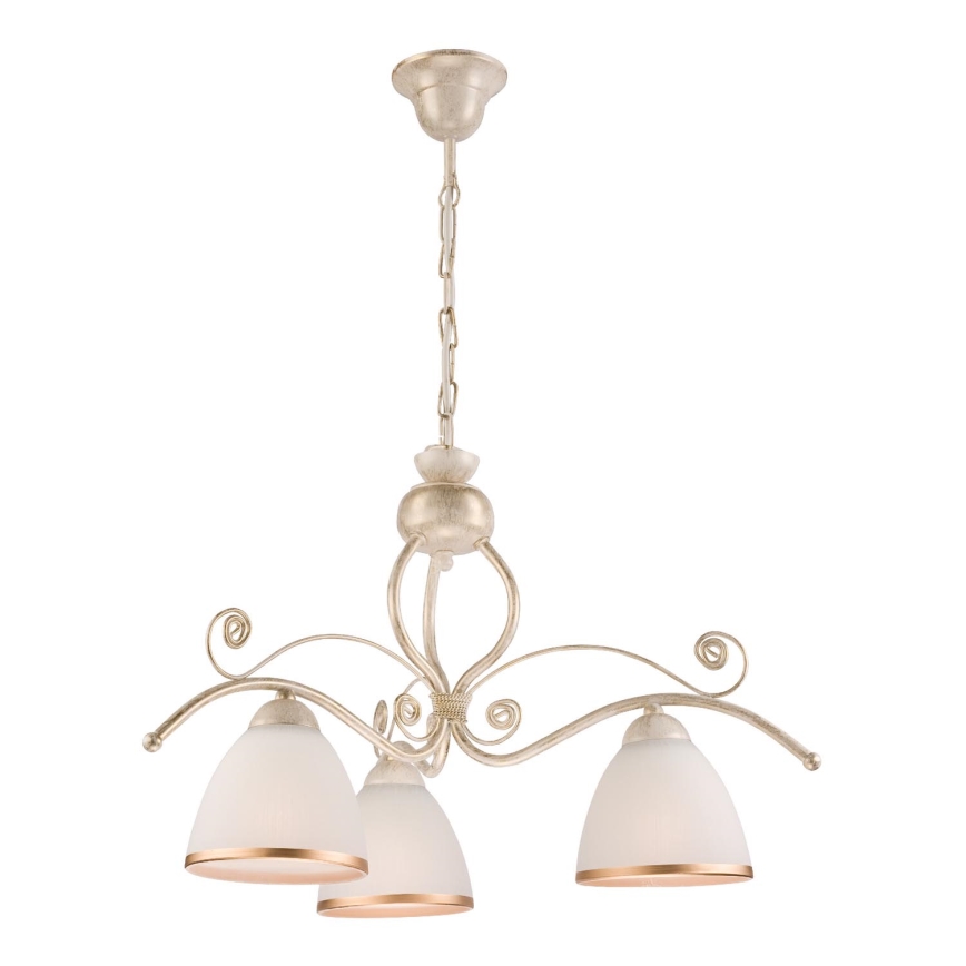 Brilagi - Lustre LED suspenso por corrente ANTICO 3xE27/60W/230V 3000K pátina branca