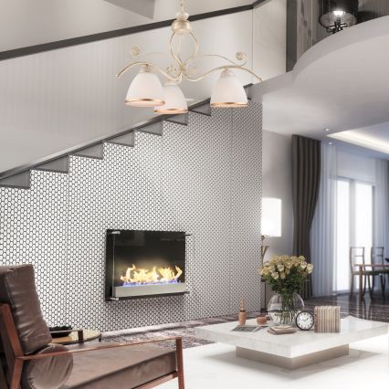 Brilagi - Lustre LED suspenso por corrente ANTICO 3xE27/60W/230V 3000K pátina branca