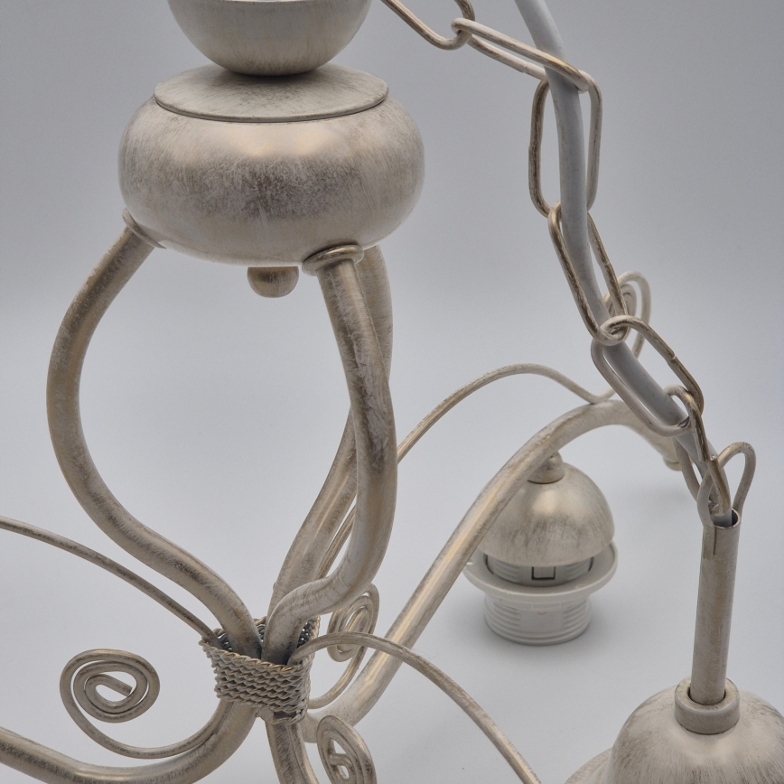 Brilagi - Lustre LED suspenso por corrente ANTICO 3xE27/60W/230V 3000K pátina branca