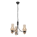 Brilagi - Lustre LED suspenso por corrente COTTAGE 3xE14/40W/230V carvalho/preto/bege fumado