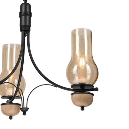 Brilagi - Lustre LED suspenso por corrente COTTAGE 3xE14/40W/230V carvalho/preto/bege fumado