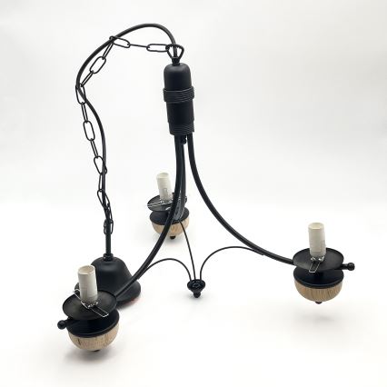 Brilagi - Lustre LED suspenso por corrente COTTAGE 3xE14/40W/230V carvalho/preto/bege fumado
