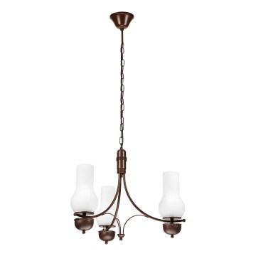 Brilagi - Lustre LED suspenso por corrente COTTAGE 3xE14/40W/230V faia/castanho/branco