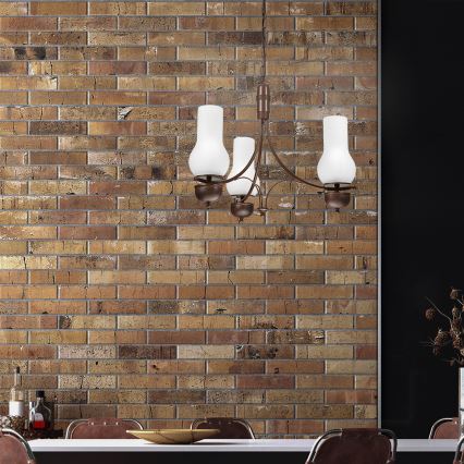 Brilagi - Lustre LED suspenso por corrente COTTAGE 3xE14/40W/230V faia/castanho/branco