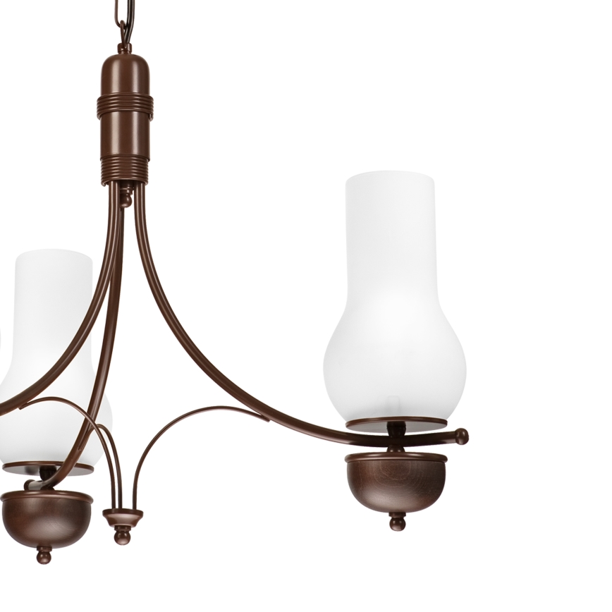 Brilagi - Lustre LED suspenso por corrente COTTAGE 3xE14/40W/230V faia/castanho/branco