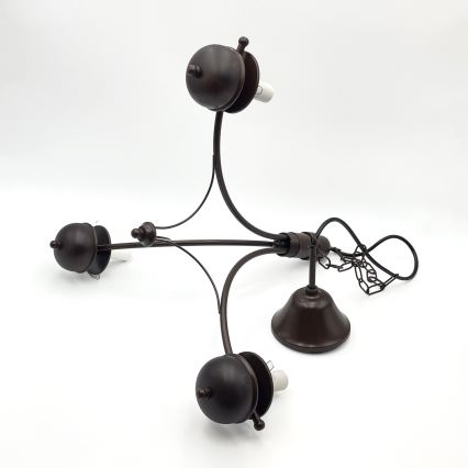 Brilagi - Lustre LED suspenso por corrente COTTAGE 3xE14/40W/230V faia/castanho/branco
