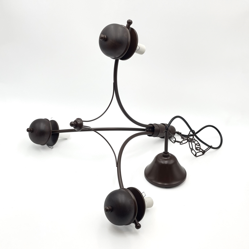 Brilagi - Lustre LED suspenso por corrente COTTAGE 3xE14/40W/230V faia/castanho/branco