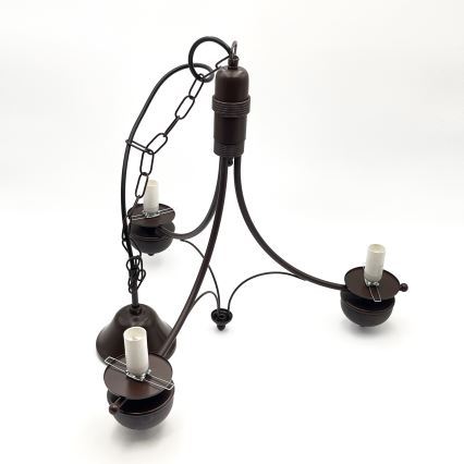 Brilagi - Lustre LED suspenso por corrente COTTAGE 3xE14/40W/230V faia/castanho/branco