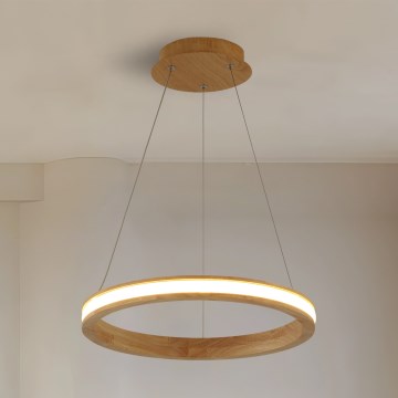 Brilagi - Lustre LED UMEA WOOD suspenso por cabo LED/30W/230V, diâmetro 40 cm, em madeira de seringueira