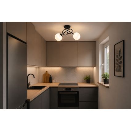 Brilagi - Lustre MILO de montagem superficial 2xE27/60W/230V preto