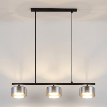 Brilagi - Lustre pendente com cabo AURA LUX 3xGX53/30W/230V preto/fumê