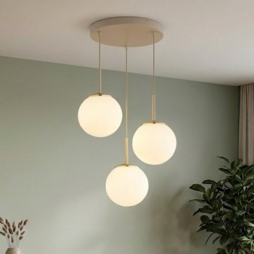 Brilagi - Lustre pendente com cabo MILO ECRU 3xE27/60W/230V bege/dourado