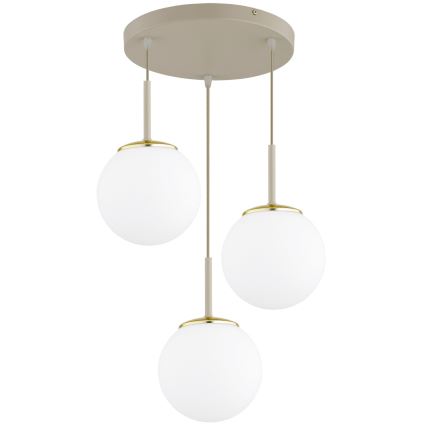 Brilagi - Lustre pendente com cabo MILO ECRU 3xE27/60W/230V bege/dourado