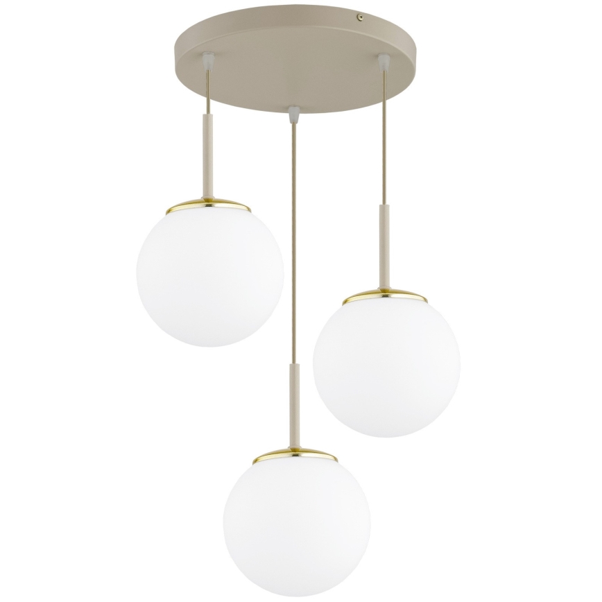Brilagi - Lustre pendente com cabo MILO ECRU 3xE27/60W/230V bege/dourado