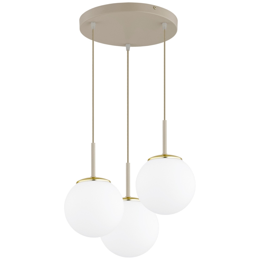 Brilagi - Lustre pendente com cabo MILO ECRU 3xE27/60W/230V bege/dourado