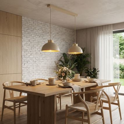 Brilagi - Lustre pendente com cabo MOON 2xE27/60W/230V bege/dourado
