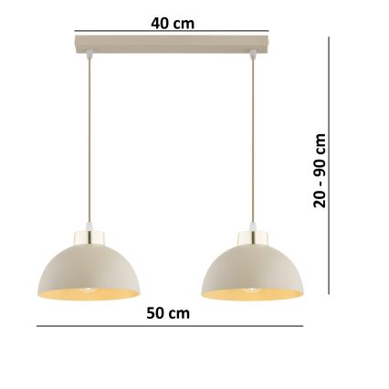 Brilagi - Lustre pendente com cabo MOON 2xE27/60W/230V bege/dourado