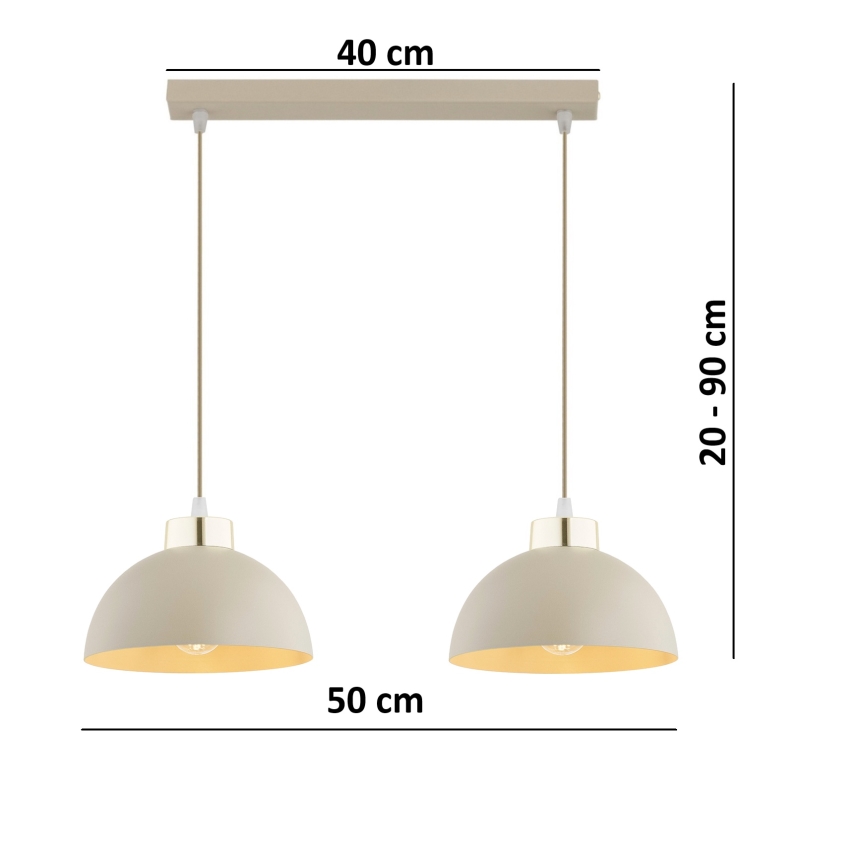 Brilagi - Lustre pendente com cabo MOON 2xE27/60W/230V bege/dourado