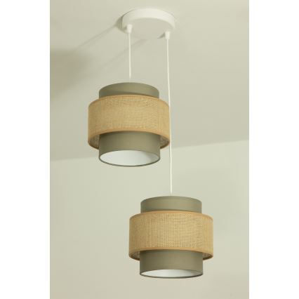 Brilagi - Lustre pendente com cabo RESNA 2xE27/60W/230V Ø 30 cm castanho/bege