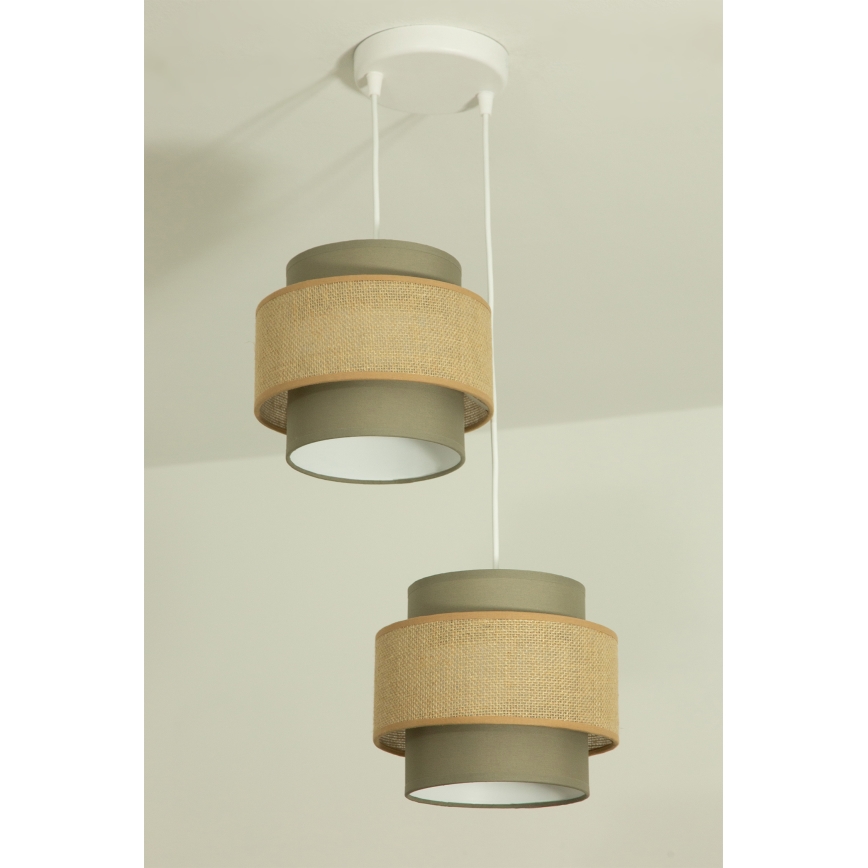 Brilagi - Lustre pendente com cabo RESNA 2xE27/60W/230V Ø 30 cm castanho/bege