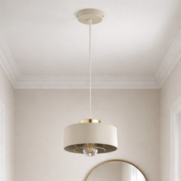 Brilagi - Lustre pendente com cabo SPRING 1xE27/60W/230V Ø 20 cm bege/dourado
