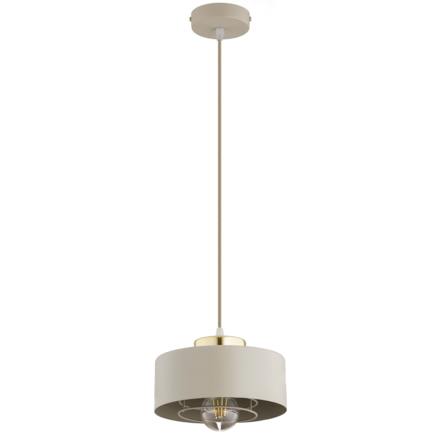 Brilagi - Lustre pendente com cabo SPRING 1xE27/60W/230V Ø 20 cm bege/dourado
