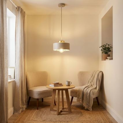 Brilagi - Lustre pendente com cabo SPRING 1xE27/60W/230V Ø 20 cm bege/dourado